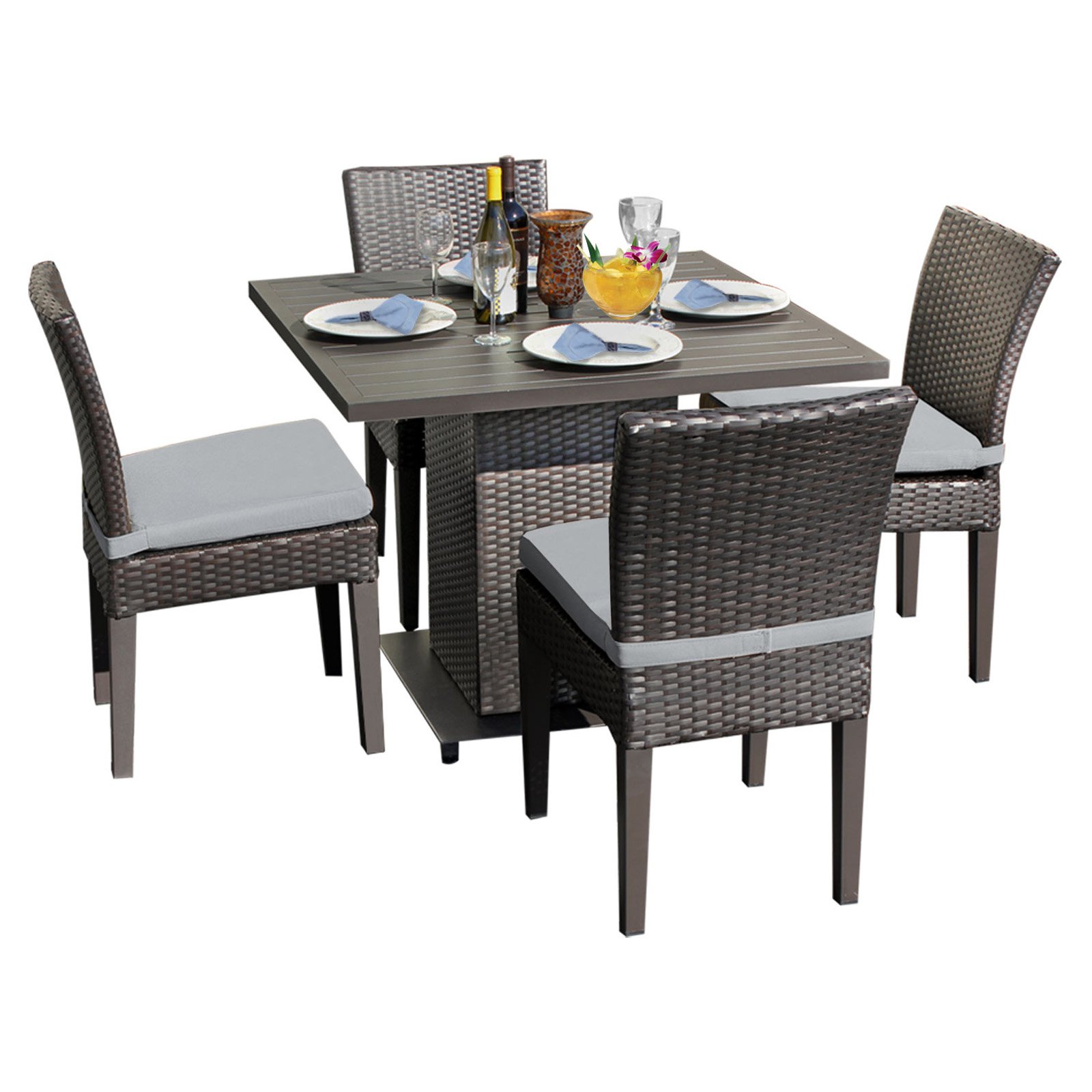Belle Square Dining Table with 4 Armless Chairs in Grey - image 1 of 2