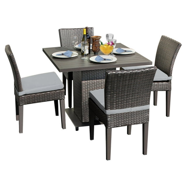 Belle Square Dining Table with 4 Armless Chairs in Grey
