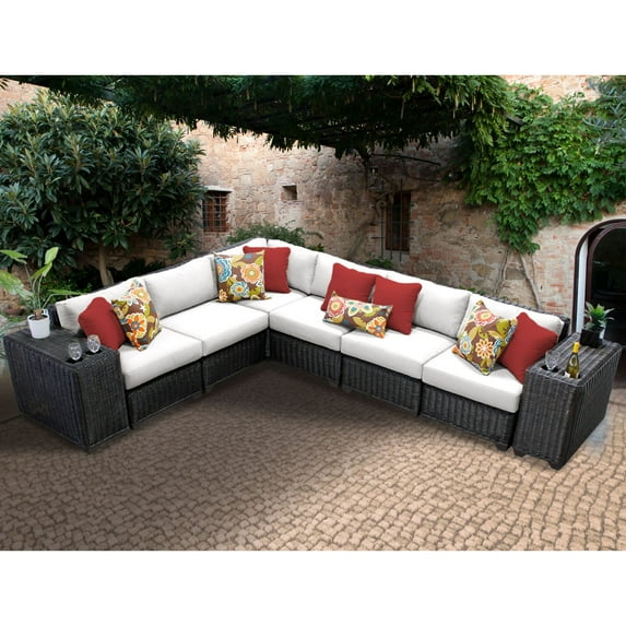TK Classics VENICE-08a-WHITE 107 ft. Venice 8 Piece Outdoor Wicker Patio Furniture Set, Sail White
