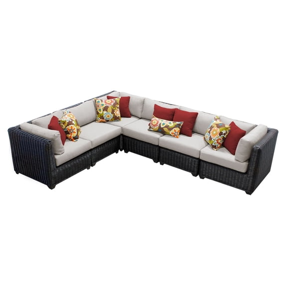 TK Classics Venice 6 Piece Outdoor Wicker Patio Furniture Set 06b