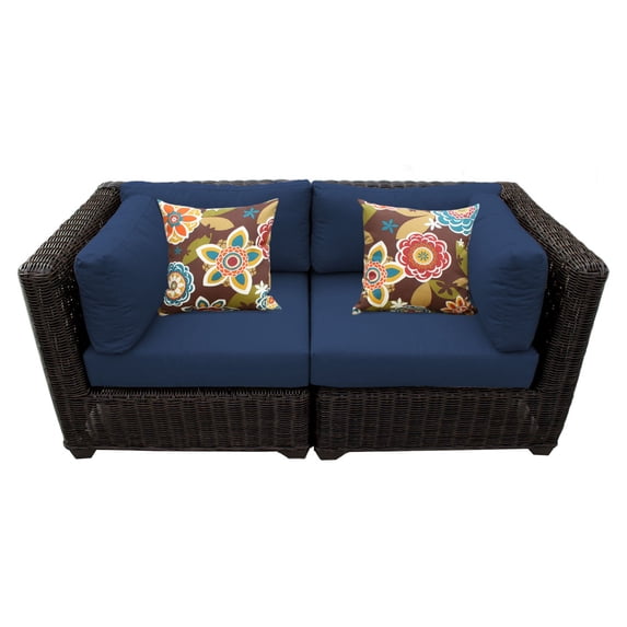 TK Classics Venice Wicker 2 Piece Sectional Patio Loveseat