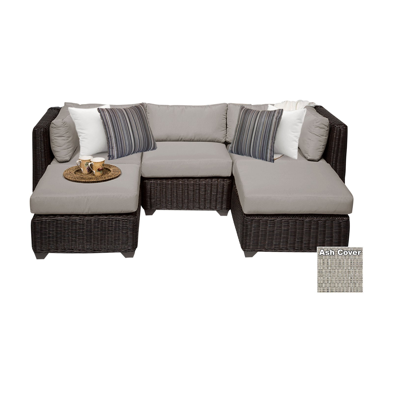 TK Classics Venice Wicker 5 Piece Patio Conversation Set with 2 Sets of Cushion Covers - image 1 of 3