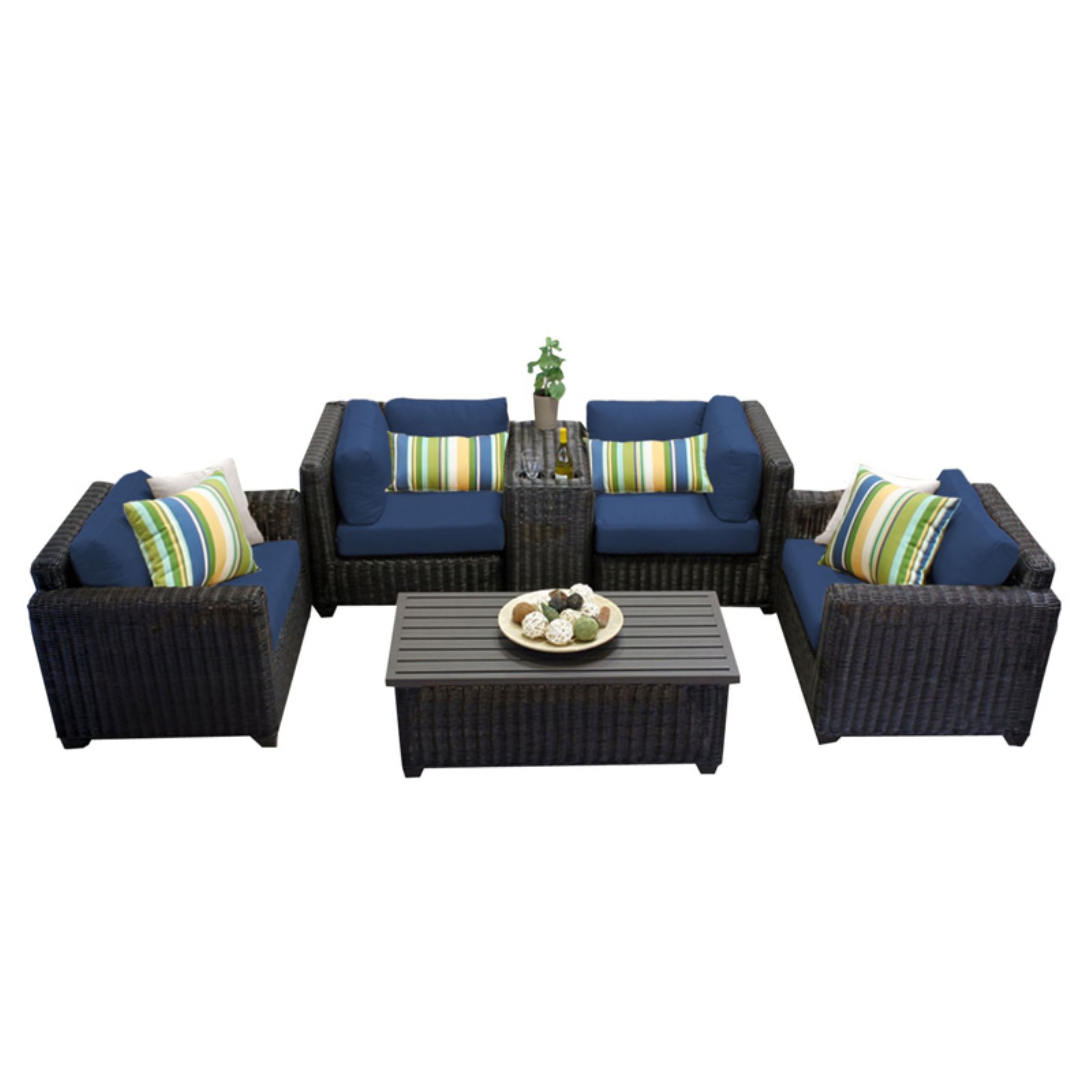 TK Classics Venice Wicker 6 Piece Patio Conversation Set with Coffee Table and 2 Sets of Cushion Covers - image 1 of 3
