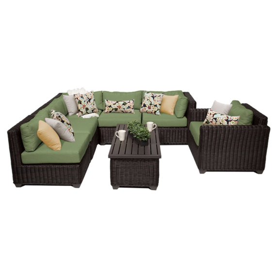 TK Classics Venice Wicker 7 Piece Patio Conversation Set with Club Chair and 2 Sets of Cushion Covers