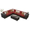 thumbnail image 1 of TK Classics Venice Wicker 9 Piece Patio Conversation Set with 2 Sets of Cushion Covers, 1 of 3