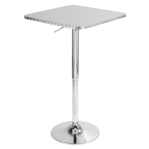 TK Contemporary Adjustable Square Bar Table in Silver