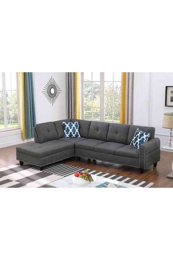 TK Cup - holder Console - Featured Corner Sofa in Charcoal - Dark Gray 2pc