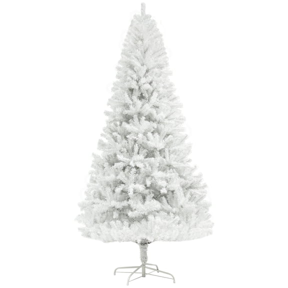TK HOMCOM 6ft Tall Artificial Christmas Tree Unlit Xmas Tree with 1000 Branch Tips Auto Open Steel Base Holiday Dcor for Home Office White
