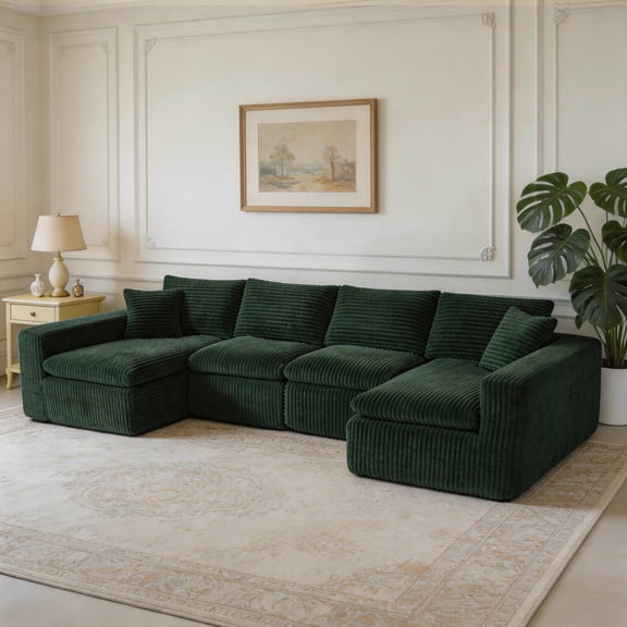 TK Modular Sectional Cloud Couch for Living Room - 130" Modular U Shaped Sectional Couch No Assembly Compression Sofas C
