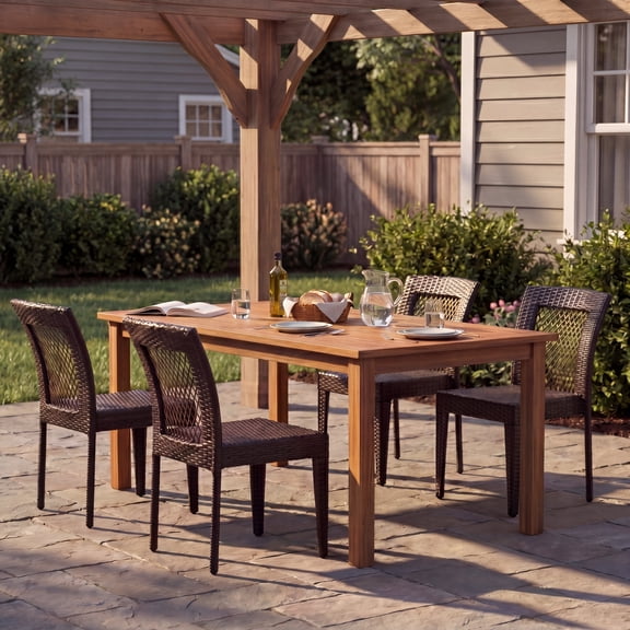 TK Outdoor Dining Chairs Set of 4 Stackable Chairs with UV-Resistant PE Rattan and Steel Frame for Patio Garden Balcony Supports 400lbs