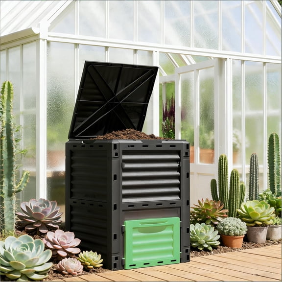 TK Outdoor Large Capacity Composter,Garden Compost Bin,Fertile Soil Aerating Box