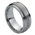 thumbnail image 1 of TK Rings 042TR-8mmx6.5 8 mm Flat Brushed Center High Polish Ridged Edge Tungsten Ring - Size 6.5, 1 of 1