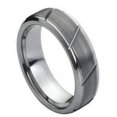 thumbnail image 1 of TK Rings 045TR-7mmx11.5 7 mm Multiple Diagonal Grooves Brushed Center Tungsten Ring - Size 11.5, 1 of 1