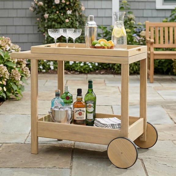 TK Saratoga Outdood Rolling Bar Cart