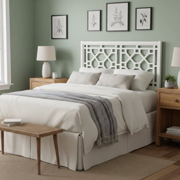TK Tabor Chippendale White Headboard - Queen/Full
