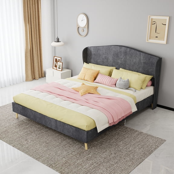 TK Velvet upholstered bed - enhances the master bedroom with a luxurious and peaceful focus. The sturdy structure ensures peaceful sleep blending luxu