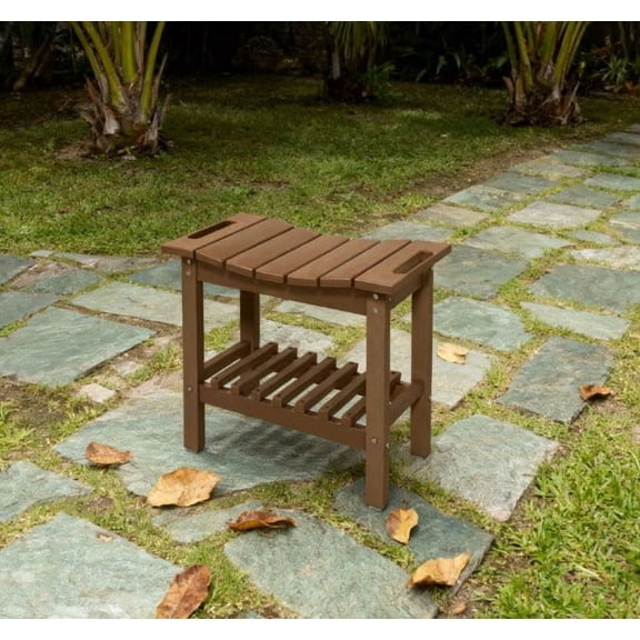 TK Waterproof Shower Stool with Handle Storage Shelf Bench Non-Slip Pads Bench for Indoor Outdoor