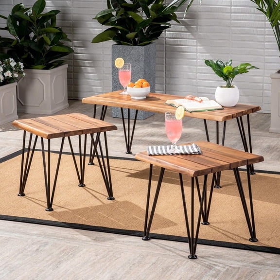 ZION INDUSTRIAL WOOD AND METAL COFFEE TABLE WITH ACCENT TABLE  for Living Room  Quality Craftsmanship with Premium Materials for Long-Lasting Durabi