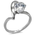 thumbnail image 1 of High polished (no plating) Stainless Steel Ring with AAA Grade CZ in Clear for Women Style TK067, 1 of 5