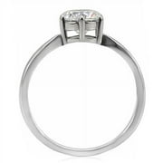 TK071 - High polished (no plating) Stainless Steel Ring with AAA Grade CZ  in Clear Size 5