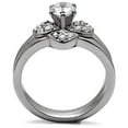 thumbnail image 1 of High polished (no plating) Stainless Steel Ring with AAA Grade CZ in Clear for Women Style TK099, 1 of 4