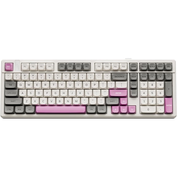 TK101 98% Mechanical Keyboard with Number Pad, Hot Swappable, Pre-lubed Tactile Switches, Tri-Mode Bluetooth/2.4GHz/USB-C 101 Keys RGB Backlit Gaming Keyboard (White&Gray, Pluto Swicth)