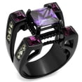 thumbnail image 1 of IP Black(Ion Plating) Stainless Steel Ring with AAA Grade CZ in Amethyst for Women Style TK1072J, 1 of 4