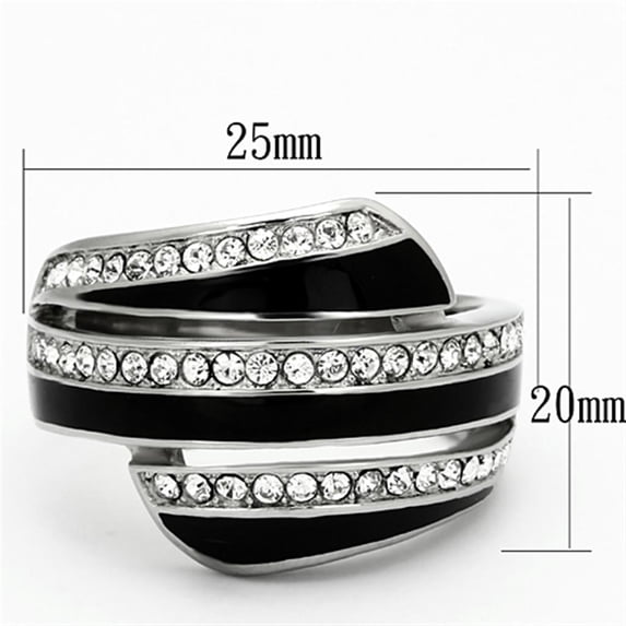 High polished (no plating) Stainless Steel Ring with Top Grade Crystal in Clear for Women Clear Stone Color Style TK1134 Size 7