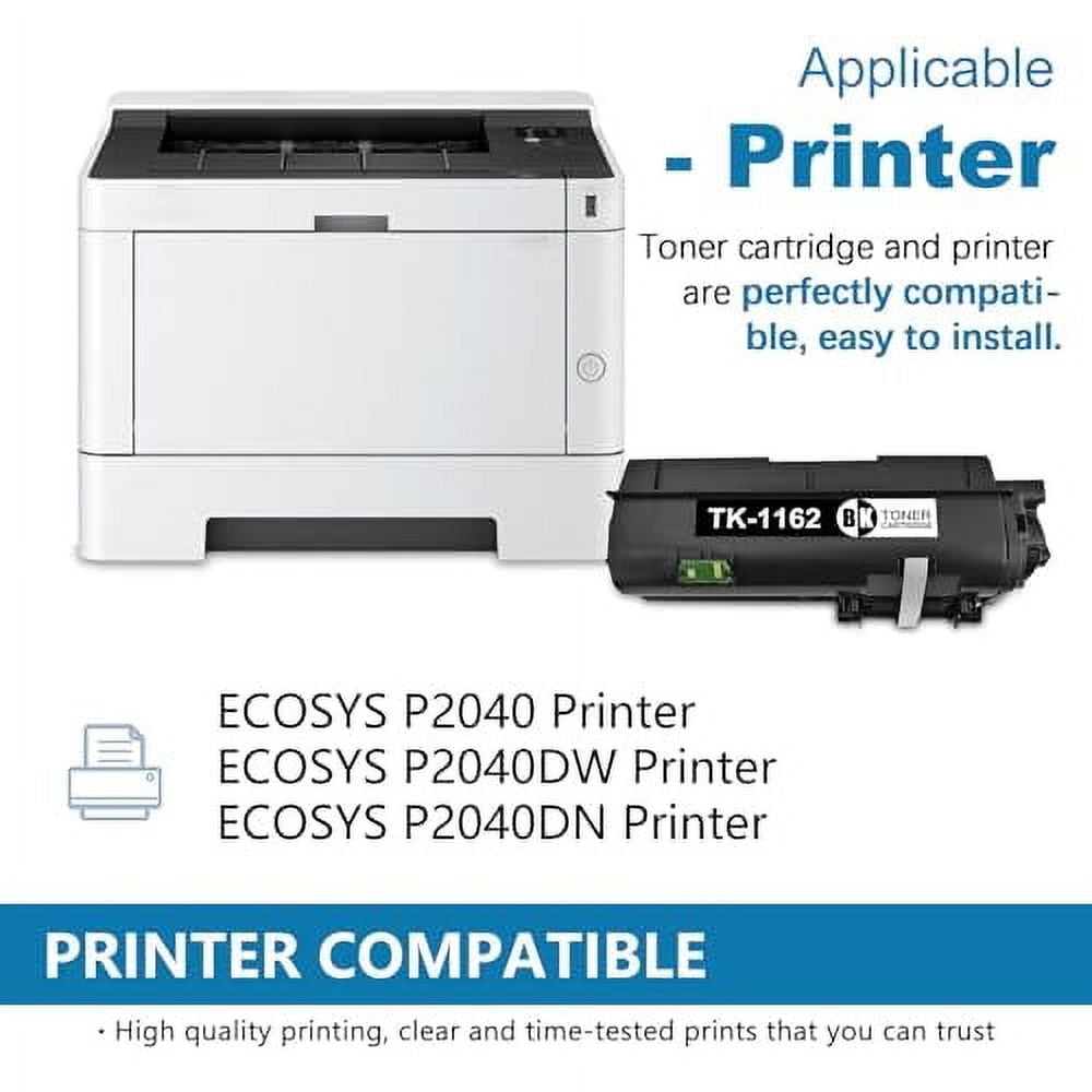 3-Pack TK1162 Black Toner Cartridge Replacement For Kyocera ECOSYS P2040 Printers (Up To 7,700 Pages Each)
