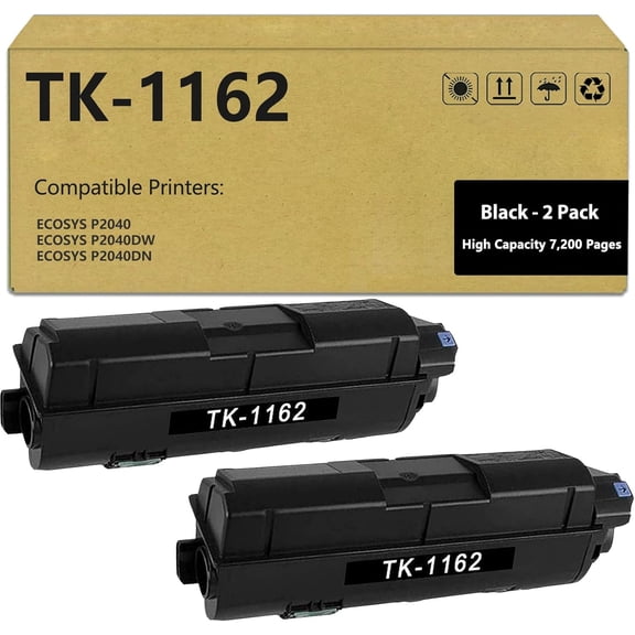TK1162 TK-1162 Toner Cartridge Compatible with ECOSYS P2040 P2040DW P2040DN Printer 7,200 Pages Extra High Capacity (Black,2-Pack)