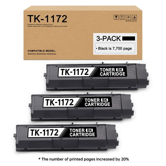 TK1172 TK-1172 1T02S50US0 Toner Cartridge (Black,3 Pack) Replacement for Kyocera M2540d M2540dw M2040dn Printer
