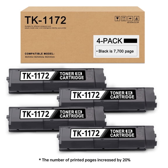 TK1172 TK-1172 1T02S50US0 Toner Cartridge (Black,4 Pack) Replacement for Kyocera M2540d M2540dw M2040dn Printer