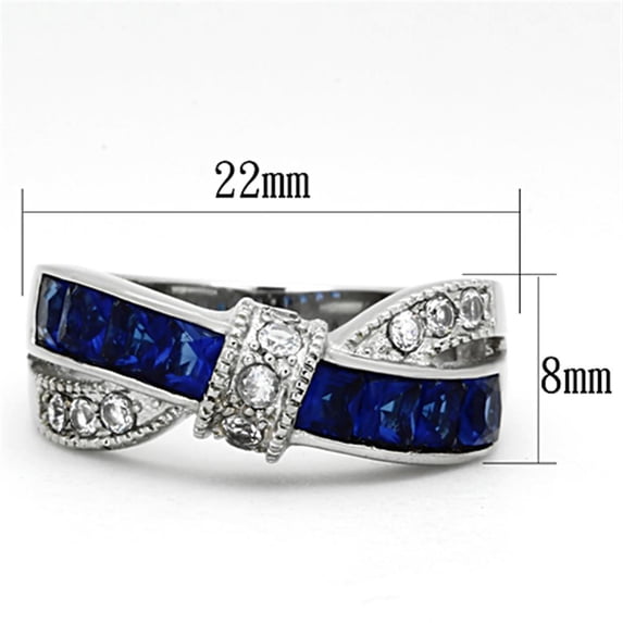 High polished (no plating) Stainless Steel Ring with Synthetic Synthetic Glass in Montana for Women Montana Stone Color Style TK1222 Size 10