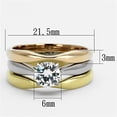 thumbnail image 1 of Three Tone IP√É¬Ø√Ç¬º√ã‚Ä†IP Gold & IP Rose Gold & High Polished) Stainless Steel Ring with AAA Grade CZ in Clear for Women Clear Stone Color Style TK1278 Size 7, 1 of 3