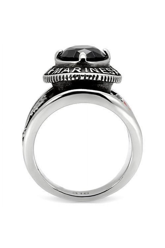 TK130 - High polished (no plating) Stainless Steel Ring with Synthetic Synthetic Glass in Montana Size 12