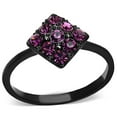 thumbnail image 1 of IP Black(Ion Plating) Stainless Steel Ring with Top Grade Crystal in Amethyst for Women Amethyst Stone Color Style TK1301 Size 7, 1 of 4