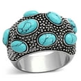 thumbnail image 1 of TK1308 - High polished (no plating) Stainless Steel Ring with Synthetic Turquoise in Sea Blue Size 6, 1 of 4