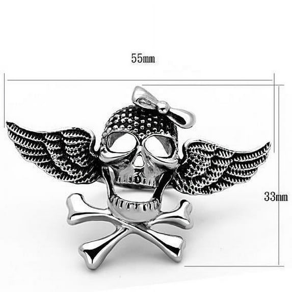 High polished (no plating) Stainless Steel Ring with Epoxy in Jet for Women Biker Theme Jet Stone Color Style TK1314 Size 6