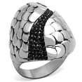 thumbnail image 1 of High polished (no plating) Stainless Steel Ring with Top Grade Crystal in Jet for Women Jet Stone Color Style TK1327 Size 8, 1 of 4