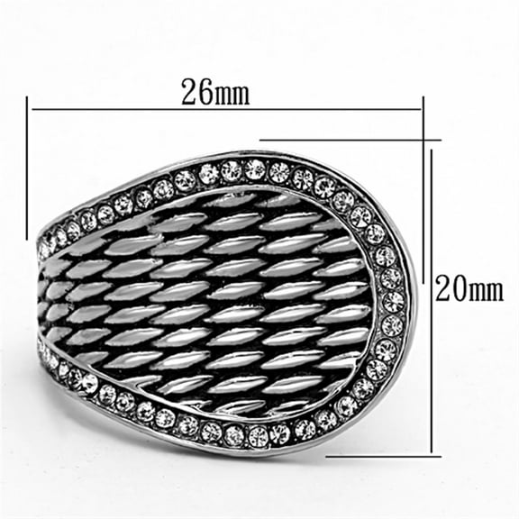 High polished (no plating) Stainless Steel Ring with Top Grade Crystal in Clear for Women Boho Theme Clear Stone Color Style TK1328 Size 5