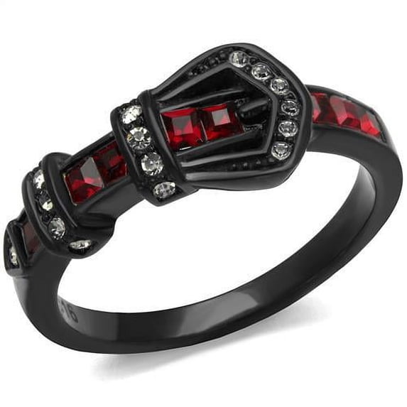 TK1334J - IP Black(Ion Plating) Stainless Steel Ring with Top Grade Crystal  in Multi Color Size 9