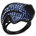 thumbnail image 1 of IP Black(Ion Plating) Stainless Steel Ring with Top Grade Crystal in Sapphire for Women Sapphire Stone Color Style TK1362 Size 5, 1 of 4