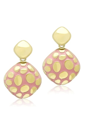 TK1502 - IP Gold(Ion Plating) Stainless Steel Earrings with Epoxy in Light Rose