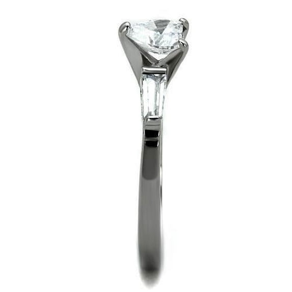 TK1541 - High polished (no plating) Stainless Steel Ring with AAA Grade CZ in Clear