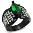 thumbnail image 1 of IP Black(Ion Plating) Stainless Steel Ring with Synthetic Synthetic Glass in Emerald for Women Emerald Stone Color Style TK1548J Size 8, 1 of 4