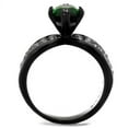 thumbnail image 1 of TK1548J - IP Black(Ion Plating) Stainless Steel Ring with Synthetic Synthetic Glass in Emerald, 1 of 1