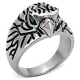 thumbnail image 1 of TK1600 - High polished (no plating) Stainless Steel Ring with Top Grade Crystal  in Emerald Size 11, 1 of 4