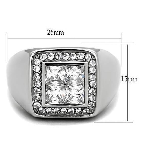 High polished (no plating) Stainless Steel Ring with AAA Grade CZ in Clear for Women Clear Stone Color Style TK1608 Size 12