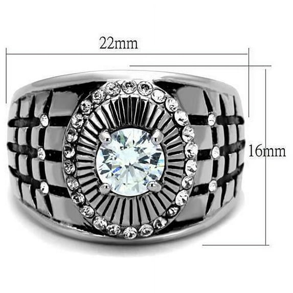 High polished (no plating) Stainless Steel Ring with AAA Grade CZ in Clear for Women Clear Stone Color Style TK1614 Size 8
