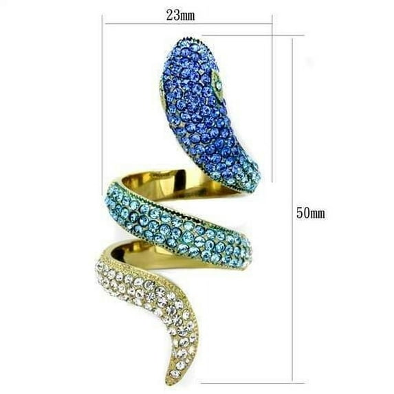 TK1641 - IP Gold(Ion Plating) Stainless Steel Ring with Top Grade Crystal  in Multi Color Size 7